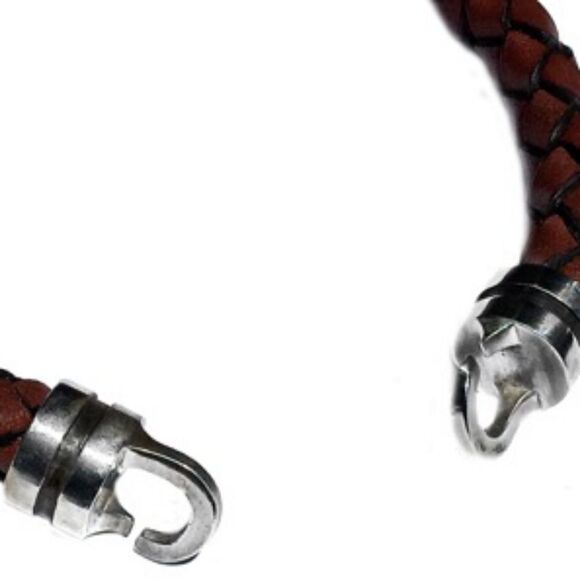 COPY - CATHERINE ZEDAH BROWN BRAIDED LEATHER WITH STERLING SILVER CLASP MENS BR… - Picture 5 of 12